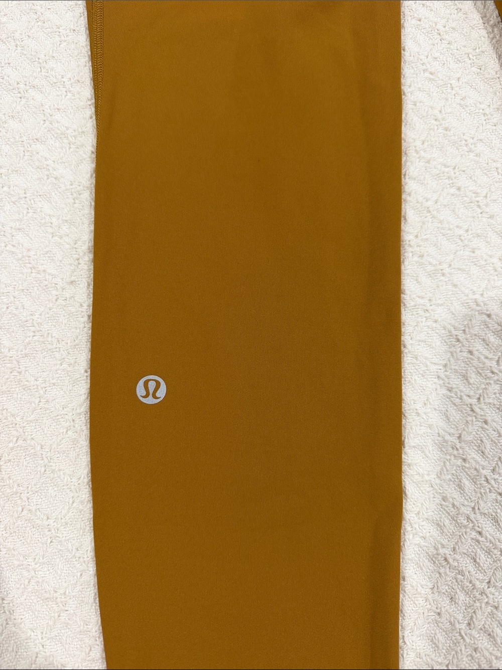 Lululemon Gold-Brown Leggings with Reflective Logo